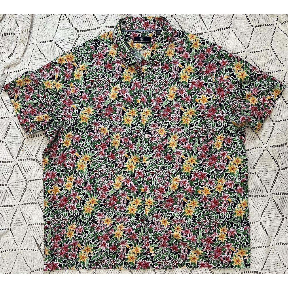 Hart Schaffner Marx Floral Button Up Shirt Mens XXL Cotton Lyocell Bold Soft